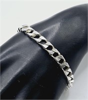 Sterling Silver Box Curb Link Bracelet Italy