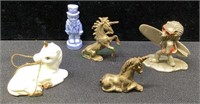 Small decorative figurines - metallic and ceramic