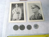 3 pc 1940-41Reichspfennigs, Hitler & Rommel Pics