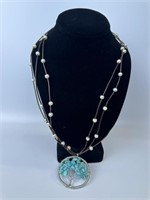 Turquoise Tree of Life on Rope Chain