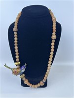 Vintage Cloisonne Bird Beaded Necklace