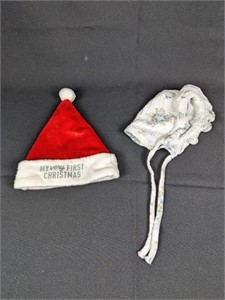 "My First Christmas Hat" + NB Floral Bonnet Hat