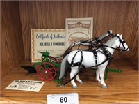 3 Horses w/JD Gilpin Sulky Plow, hand-crafted by