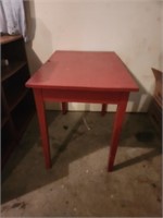 Red Wooden Table with Drawer