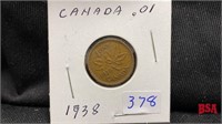 1938 Canadian penny