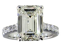 14k Gold 8.64 ct Emerald Cut VVS2 Lab Diamond Ring