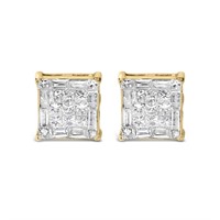 10k Gold Princess 2.00ct Diamond Stud Earrings