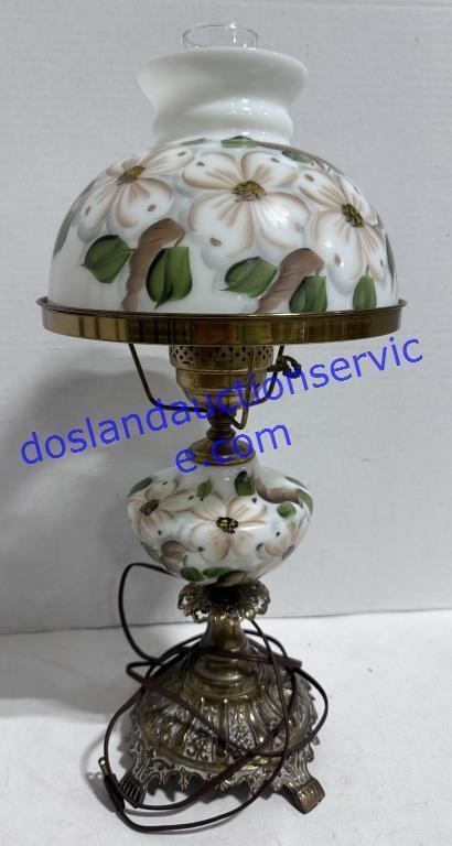 Painted Glass Flower Hurricane Lamp (22")