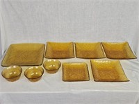 9 pc Amber Glass - Indiana Glass?