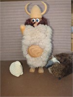 Handcrafted Viking & sheep -made of wood and fur