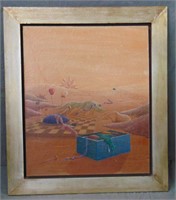 Roni Brandao Signed Surrealism Oil Painting