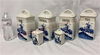 Vintage Czechoslovakia Canister Set & Spice Jars