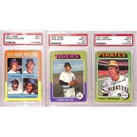 (3) Psa Graded 1975 Topps Baseball Cards