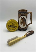 Horse Stein,Shoe Brush & Saddle Soap Tin
