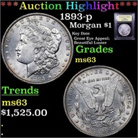 *Highlight* 1893-p Morgan $1 Graded Select Unc