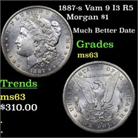 1887-s Vam 9 I3 R5 Morgan $1 Grades Select Unc