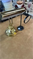 Brass Desk Lamp and Vanity Mirror