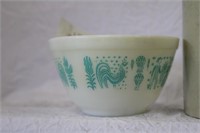 PYREX BLUE CHICKEN BOWL AND SMALL CROCK
