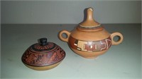 Two Indian Pottery Covered Containers