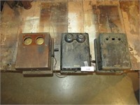 3pc Antique Kellogg Oak Telephone Ringer Boxes