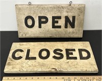 Vintage Wood 'Open & Closed' Signs See Photos for