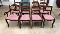 Set of Eight Mahogany Rose Carved Chairs