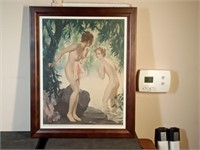 1936 print 2 nude ladies at lake 13 x 17