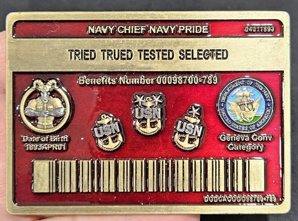 Rare CPO Navy ID Challenge Card Coin