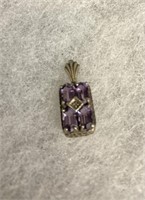 LAVENDER STONE, MARCASITE & FILIGREE EDGE PENDANT