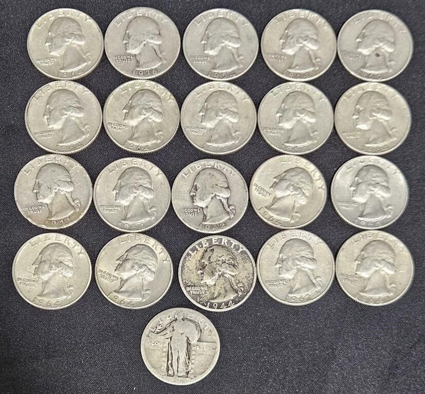 1936-1964 US Quarters + 1 Standing Liberty
