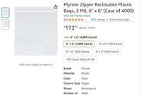 B1765 Plymor Zipper Reclosable Plastic Bags