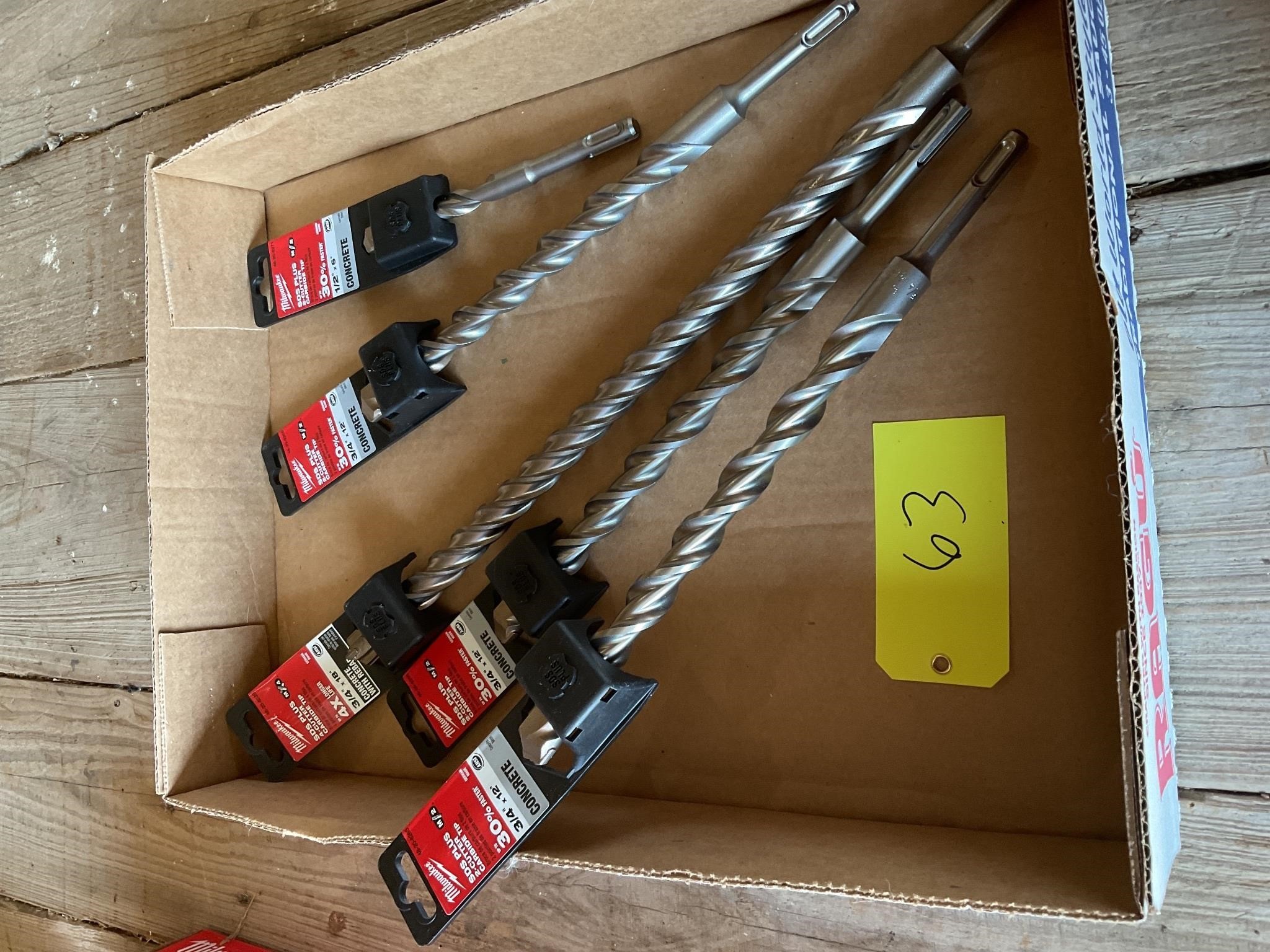 Milwaukee Tools concrete drill bit lot