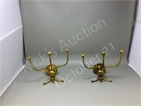 pair- brass coat hooks