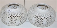 Two Chinese pierced white pottery vases