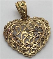 Sterling Silver Gold Tone Heart Pendant