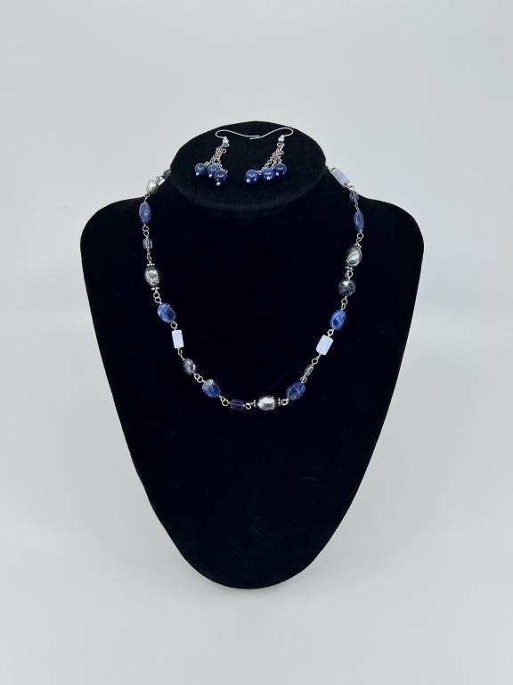 Sterling Beaded Necklace w/ Earrings