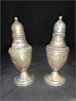 WEIGHTED STERLING SILVER SALT / PEPPER SHAKERS -