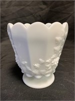 5 “ WESTMORELAND MILK GLASS GRAPE PANEL COMPOTE