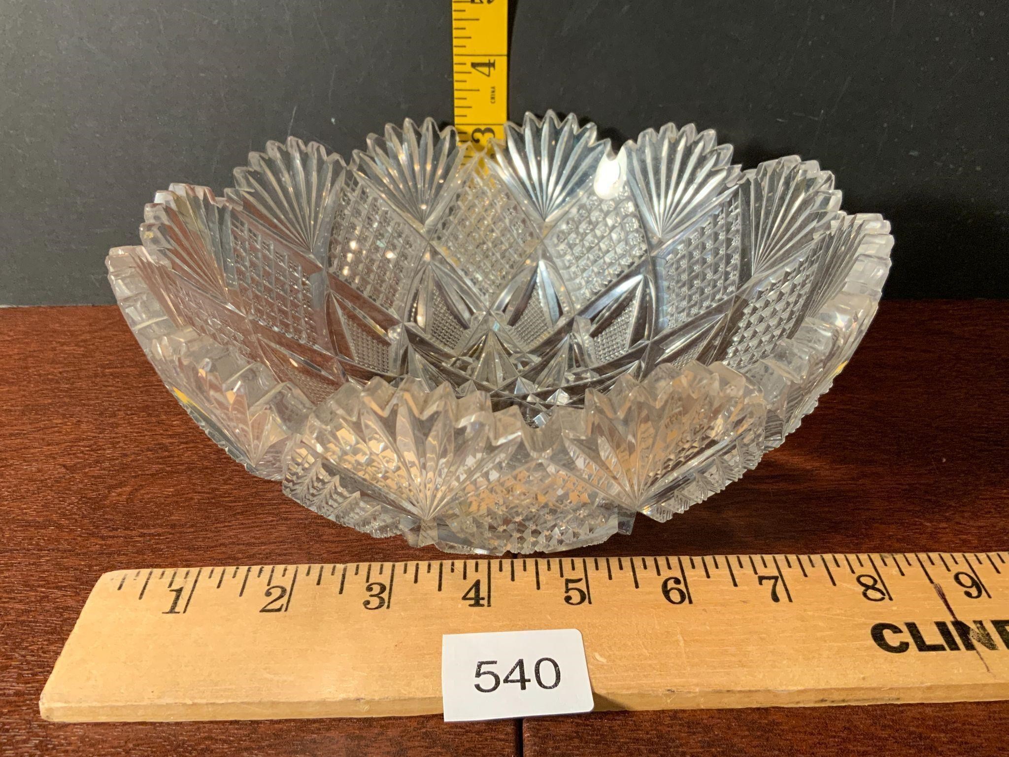 Vintage Cut Glass Bowl 8 1/4" Diameter