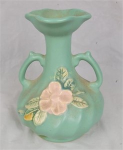 Weller Pottery 6" Tall Handle Vase/ Small Chip