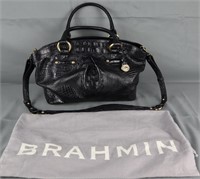 Brahmin Black Croc Purse Bag