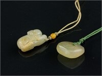 2 PC Chinese Hardstone Carved Pendant