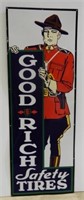 1930'S GOODRICH SAFETY TIRES "MOUNTIE" SIGN -