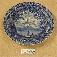Early Clews Blue Transferware Soup Plate