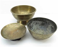 Three Chinese Brass Bowls
