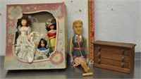 Vintage wood toys and dolls, see pics