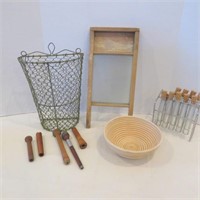 Washboard/Wire Basket/Woven Basket