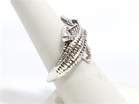 Alligator Ring Size 8 Red Eyes