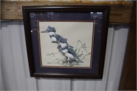 Art LaMay print of Kingfisher birds signed #