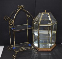 Two Brass and Glass Decorative Displays